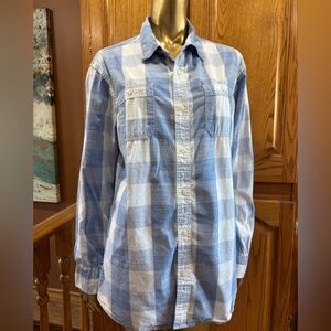 Lee Light Blue and White Plaid Men's Shirt